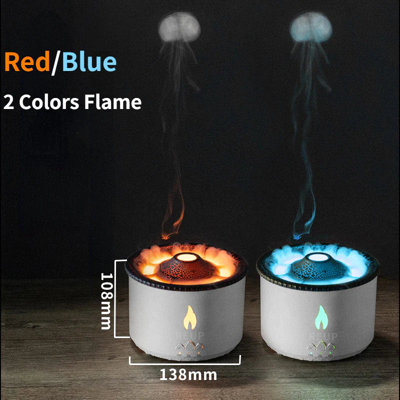 REUP Volcanic Flame Aroma Diffuser Essential Oil 360Ml Portable Air Humidifier with Cute Smoke Ring Night Light Lamp Fragrance