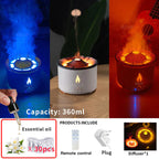 REUP Volcanic Flame Aroma Diffuser Essential Oil 360Ml Portable Air Humidifier with Cute Smoke Ring Night Light Lamp Fragrance