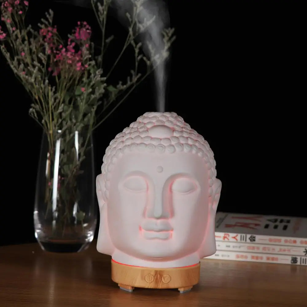 100Ml Essential Oil Diffuser Buddha Head Humidifier with Night Lamp Aromatherapy Mist Foger Maker Essential Oil Diffuse for Home