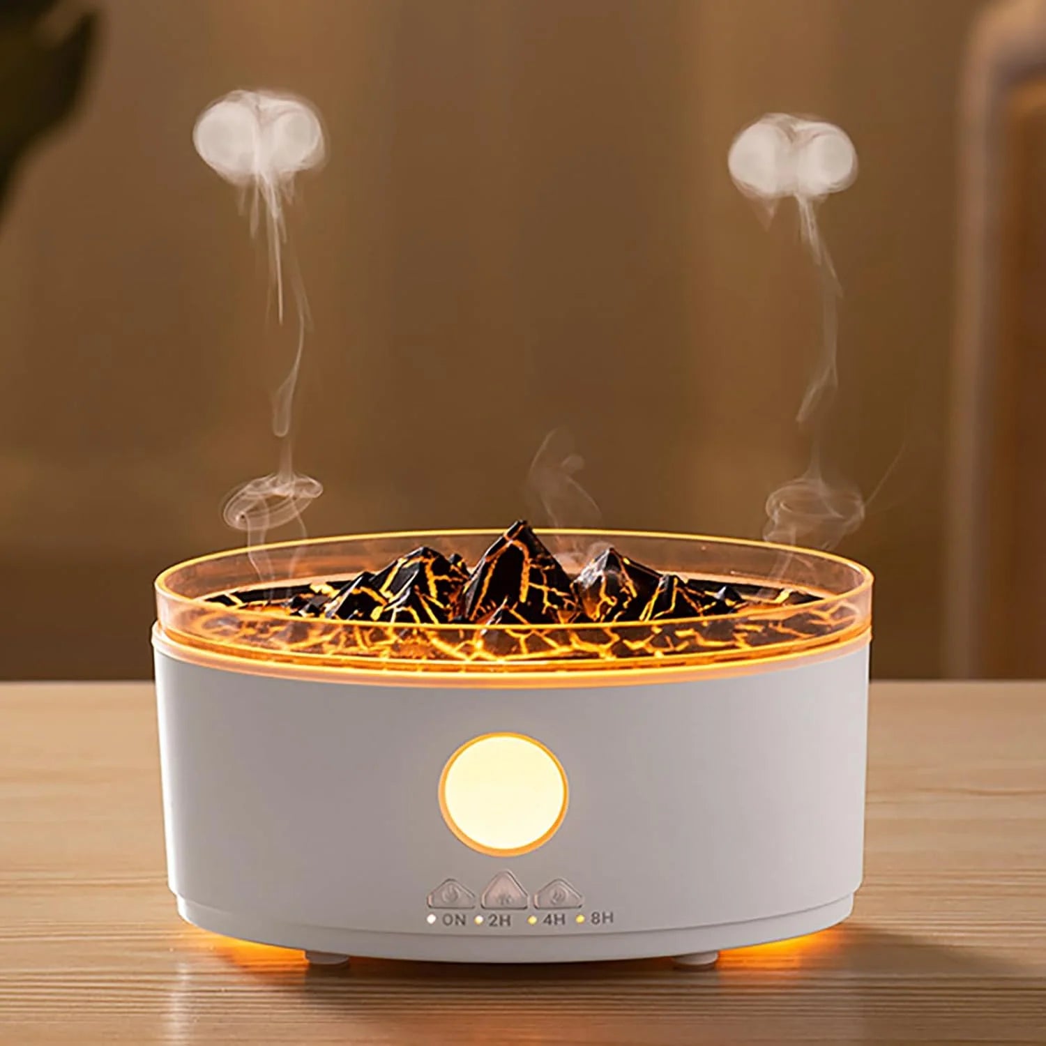 Volcano Humidifier, 300ML Essential Oil Diffuser with Jellyfish Mist and 3 Color Lights, Remote Controlled