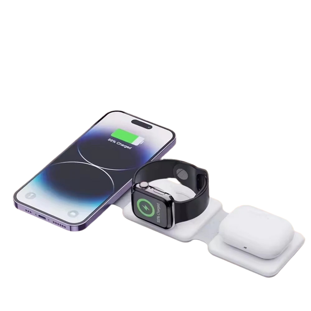 RUNCEIN Wireless Charger Factory Directly Offer Foldable Phone Stand Qi Fast Charging Strong Magnetic 3 in 1 Wireless Charger