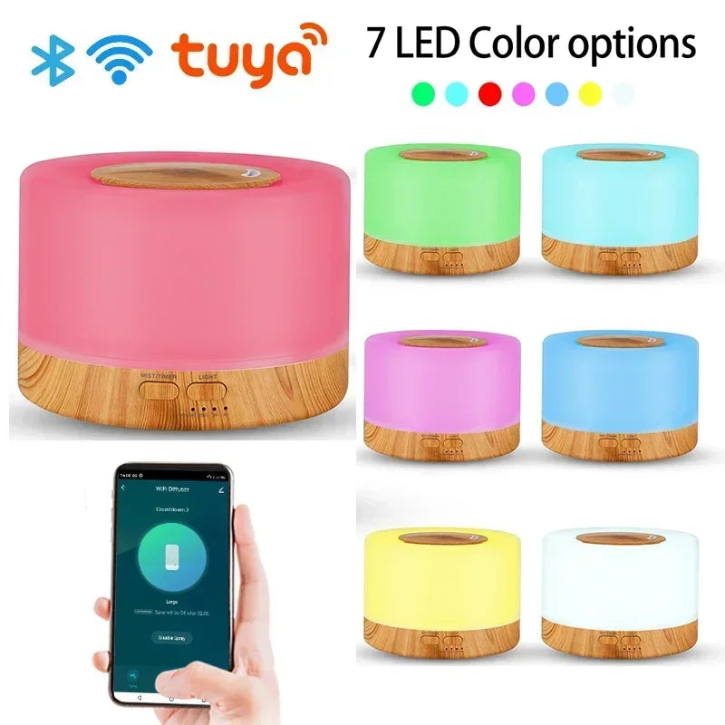 Wifi Smart 500ML Electric Aroma Diffuser Essential Oil Diffuser Air Humidifier Ultrasonic Remote Control Mist Maker Home