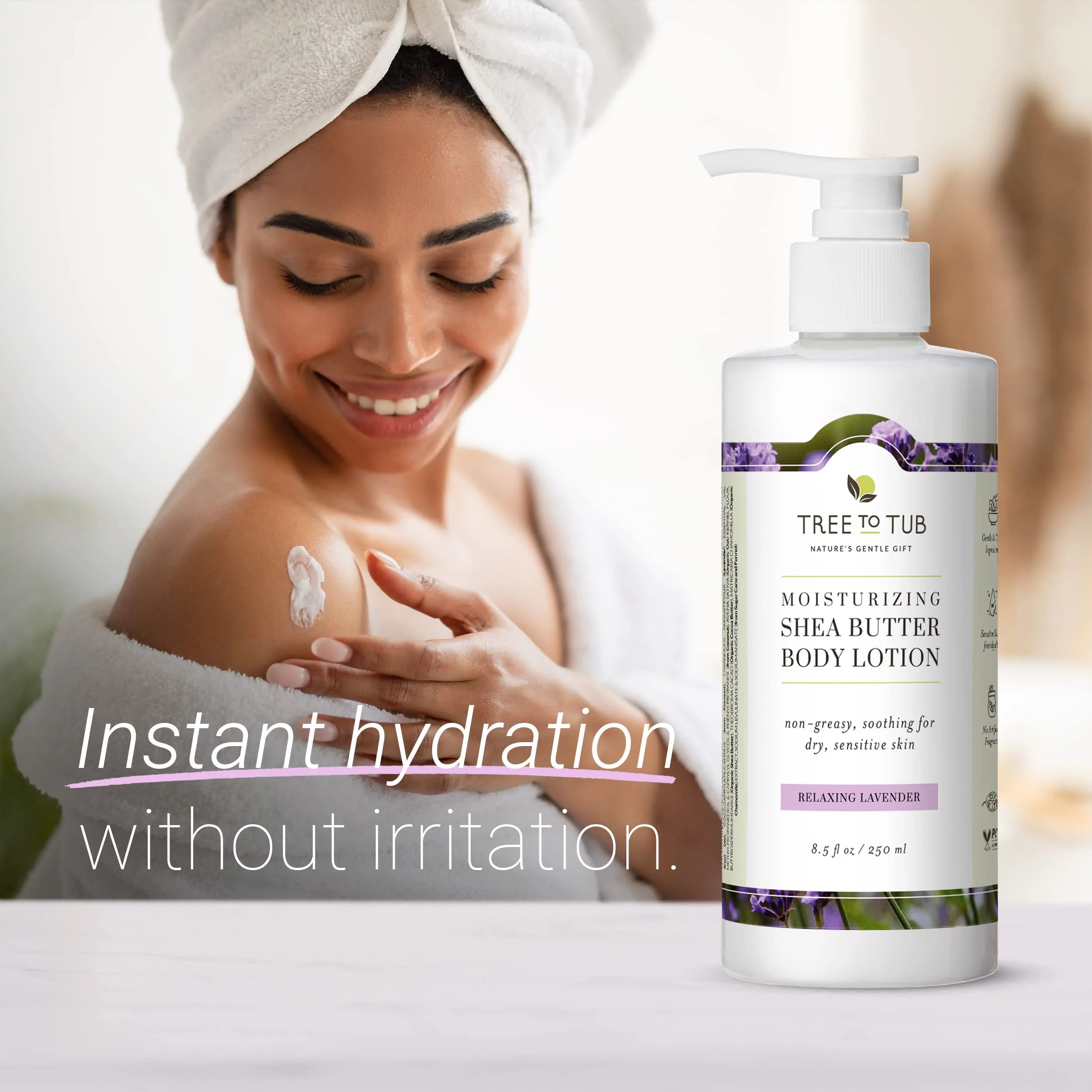 Lavender Shea Butter Body Lotion for Dry Skin - Moisturizing Sensitive Skin Lotion for Women & Men, Vegan Body Moisturizer W/Organic Aloe Vera, Cocoa Butter, All Natural Colloidal Oatmeal