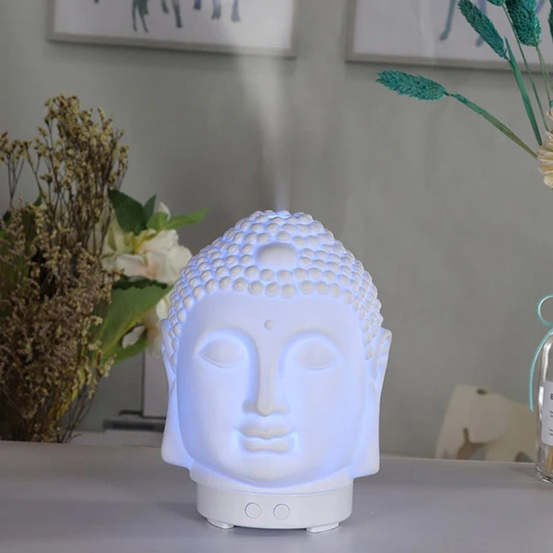100Ml Essential Oil Diffuser Buddha Head Humidifier with Night Lamp Aromatherapy Mist Foger Maker Essential Oil Diffuse for Home