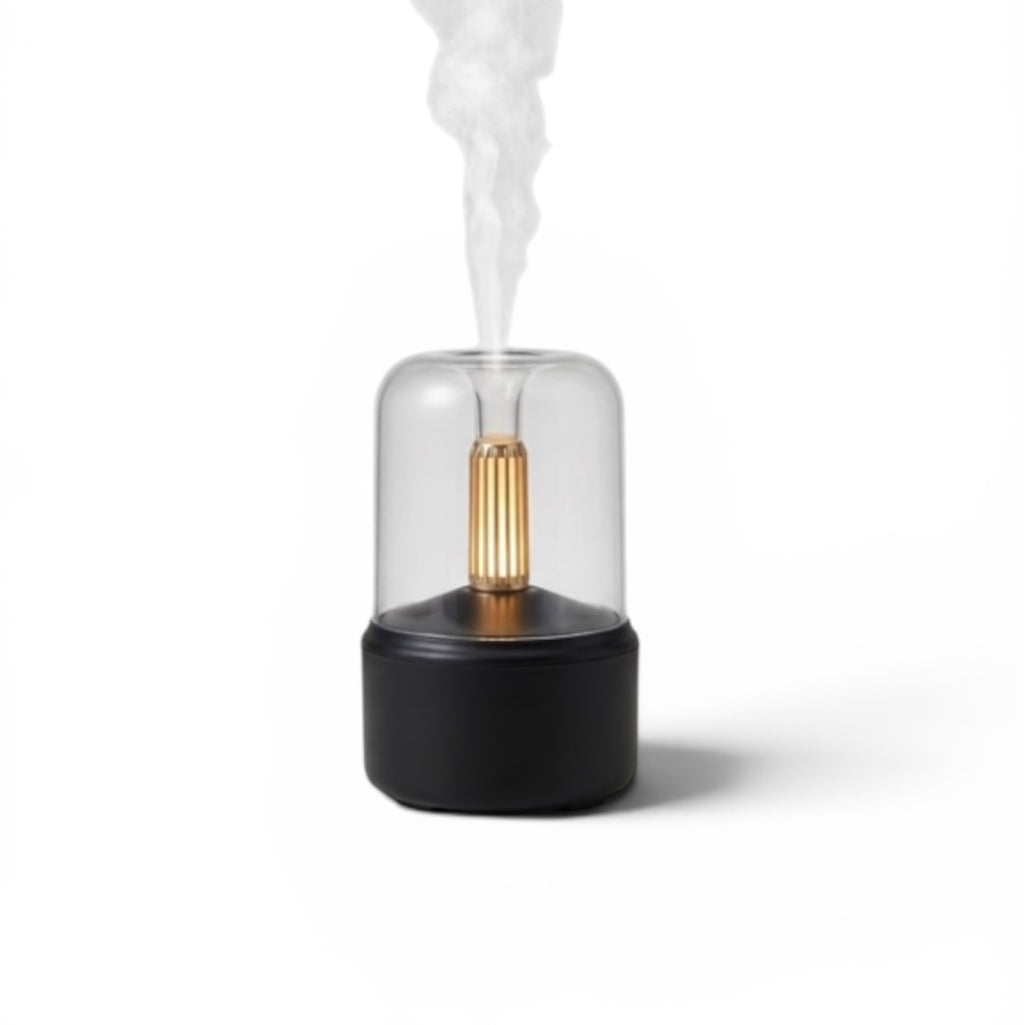 Stilfuld LED Diffuser Med Flammeillusion Og Æteriske Olier.