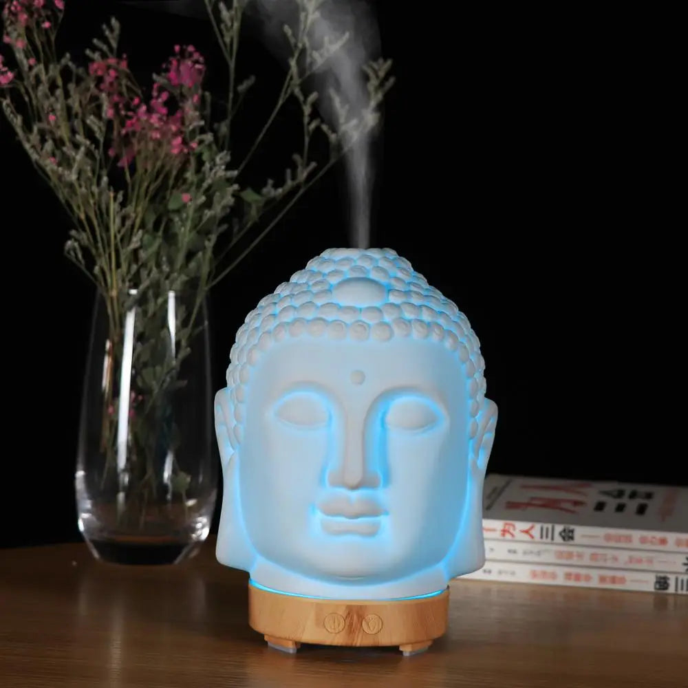 100Ml Essential Oil Diffuser Buddha Head Humidifier with Night Lamp Aromatherapy Mist Foger Maker Essential Oil Diffuse for Home