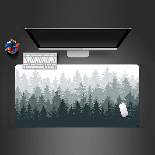 Forest Trees Xxl Mouse Pad Gamer Black Mousepad Computer Tables Desk