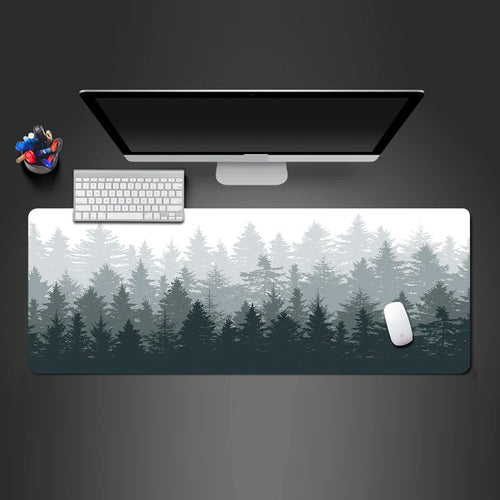 Forest Trees Xxl Mouse Pad Gamer Black Mousepad Computer Tables Desk