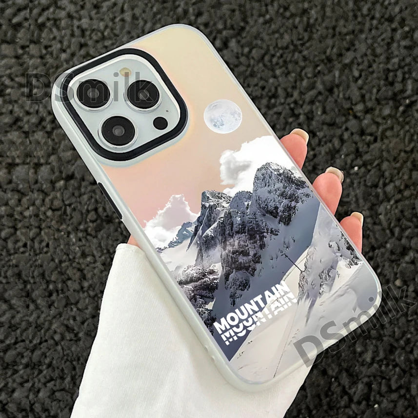 Snow Mountain Phone Case for iPhone 15 14 13 Pro 12 11 Pro Xs X XR Max Aurora Hard PC & TPU Cases Back Cover-S255P1