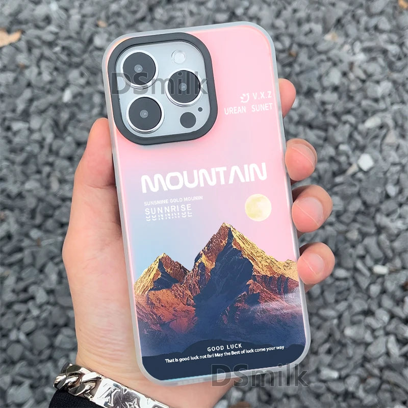 Snow Mountain Phone Case for iPhone 15 14 13 Pro 12 11 Pro Xs X XR Max Aurora Hard PC & TPU Cases Back Cover-S255P1
