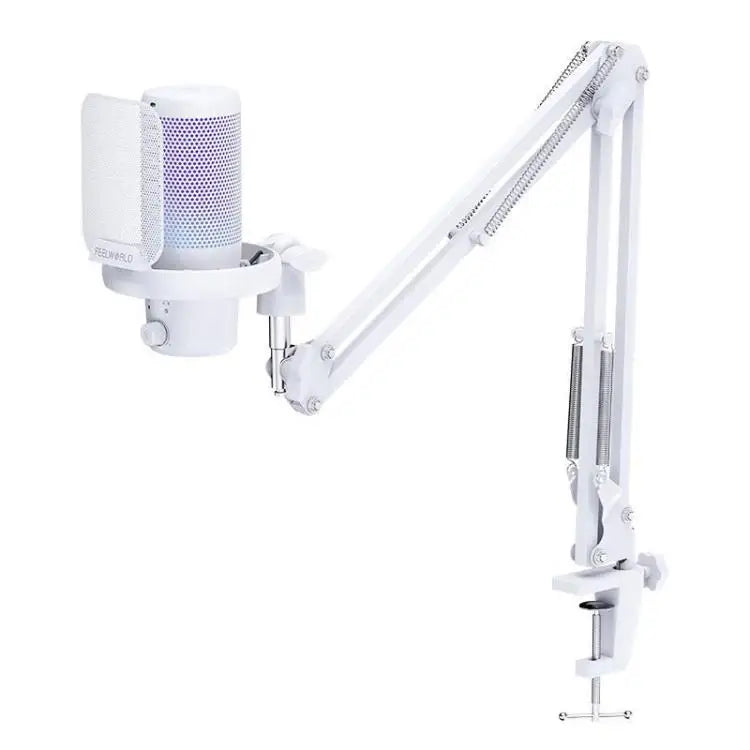 USB Condenser Gaming Microphone for Streaming Noise Cancellation Mute RGB Light Boom Arm Stand