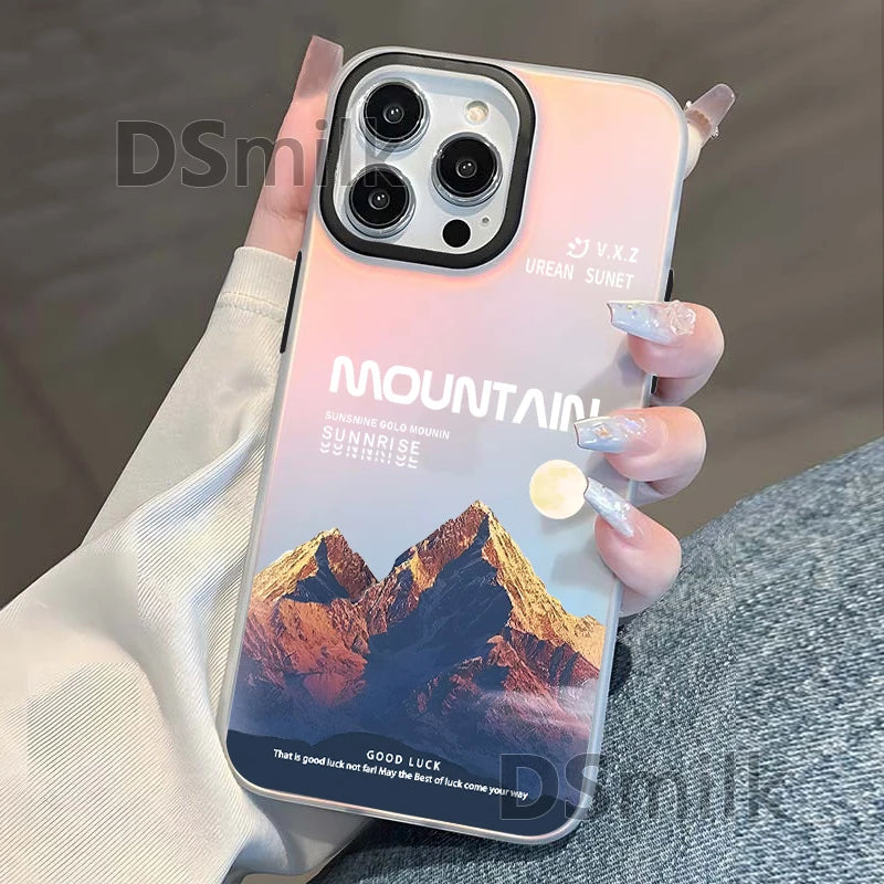 Snow Mountain Phone Case for iPhone 15 14 13 Pro 12 11 Pro Xs X XR Max Aurora Hard PC & TPU Cases Back Cover-S255P1