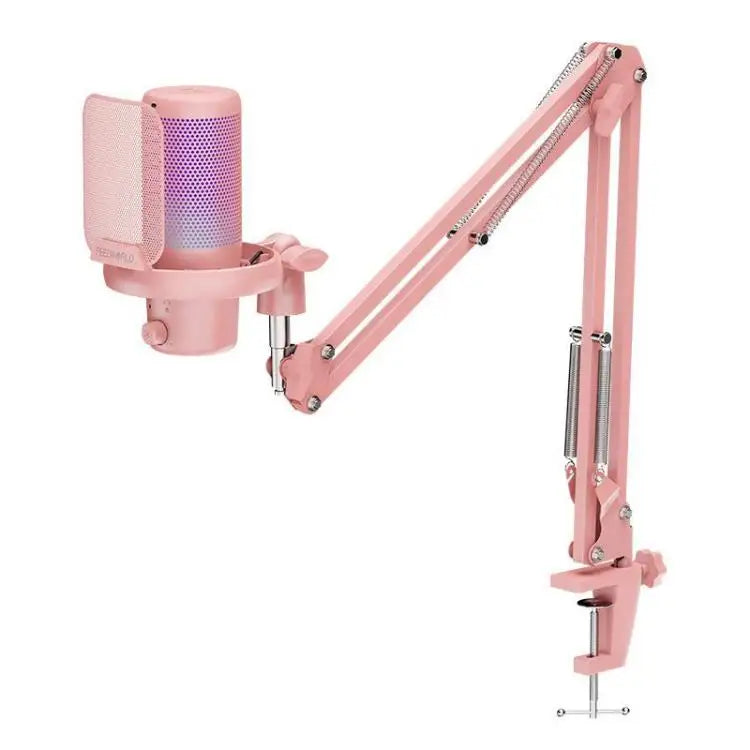 USB Condenser Gaming Microphone for Streaming Noise Cancellation Mute RGB Light Boom Arm Stand