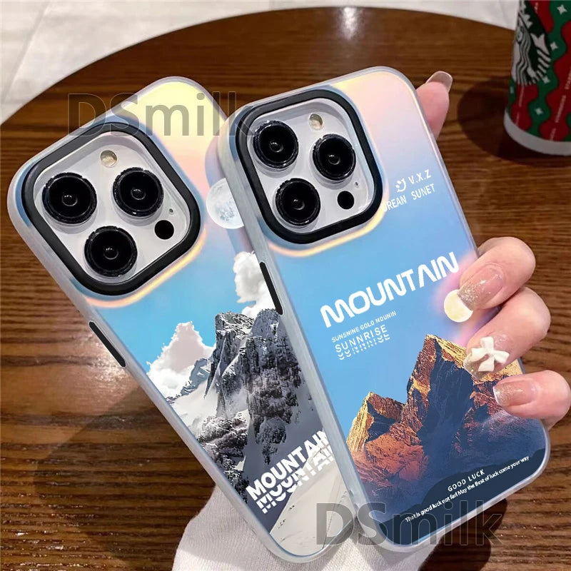 Snow Mountain Phone Case for iPhone 15 14 13 Pro 12 11 Pro Xs X XR Max Aurora Hard PC & TPU Cases Back Cover-S255P1