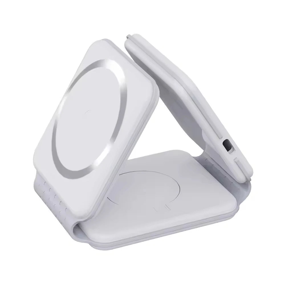 RUNCEIN Wireless Charger Factory Directly Offer Foldable Phone Stand Qi Fast Charging Strong Magnetic 3 in 1 Wireless Charger