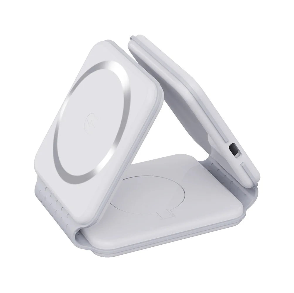 RUNCEIN Wireless Charger Factory Directly Offer Foldable Phone Stand Qi Fast Charging Strong Magnetic 3 in 1 Wireless Charger