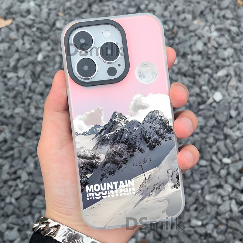 Snow Mountain Phone Case for iPhone 15 14 13 Pro 12 11 Pro Xs X XR Max Aurora Hard PC & TPU Cases Back Cover-S255P1