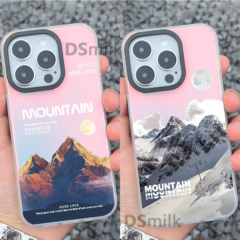 Snow Mountain Phone Case for iPhone 15 14 13 Pro 12 11 Pro Xs X XR Max Aurora Hard PC & TPU Cases Back Cover-S255P1