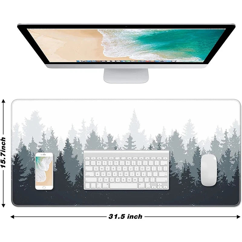 Forest Trees Xxl Mouse Pad Gamer Black Mousepad Computer Tables Desk