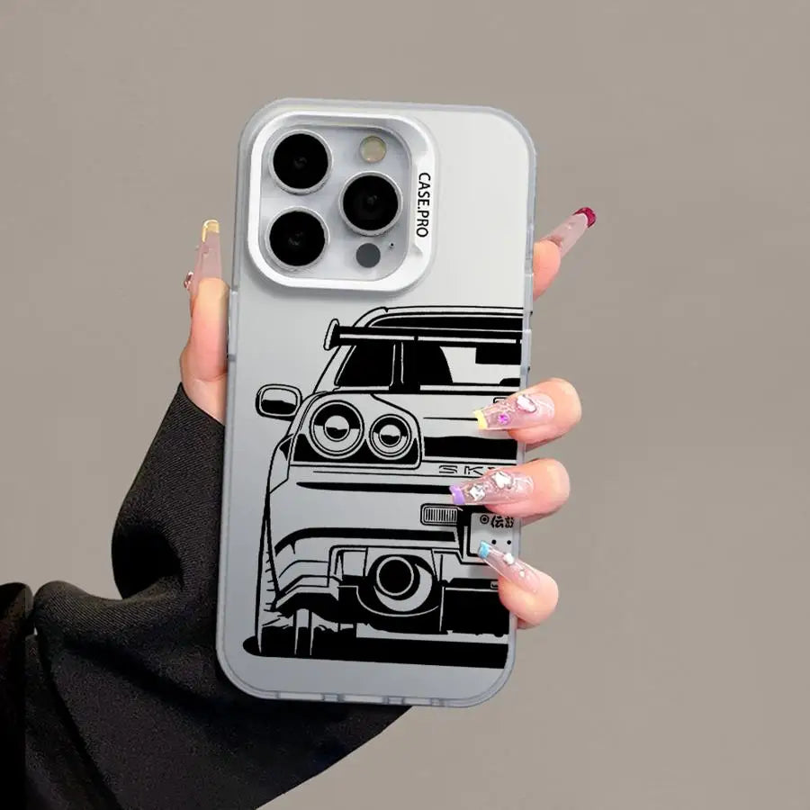 JDM Dream Car Cool Cover Phone Case for iPhone 16 Pro 15 Pro Max 14 13 12 11 XS 14 Pro Max 16 Plus 14Pro 12Pro Soft Shell
