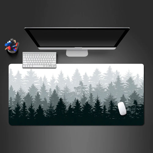 Forest Trees Xxl Mouse Pad Gamer Black Mousepad Computer Tables Desk