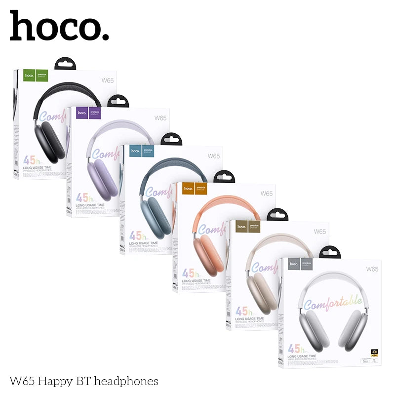 HOCO W65 New Bluetooth 5.4 Headphone Over Ear Big Earphones Hifi Audio Music Sport Gaming Headsets for Iphone Android With Mic