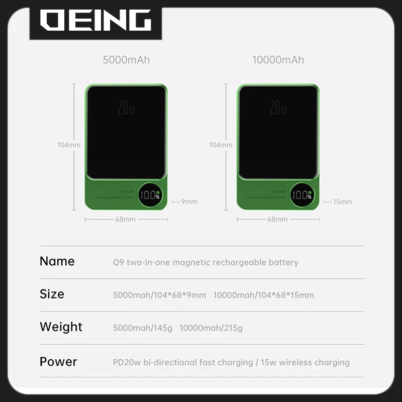 10000mAh PD20W Transparent Alloy Magnetic Powerbank For Magsafe Power Bank Wireless Fast Charger For iPhone 17 16 15 14 13 12 11