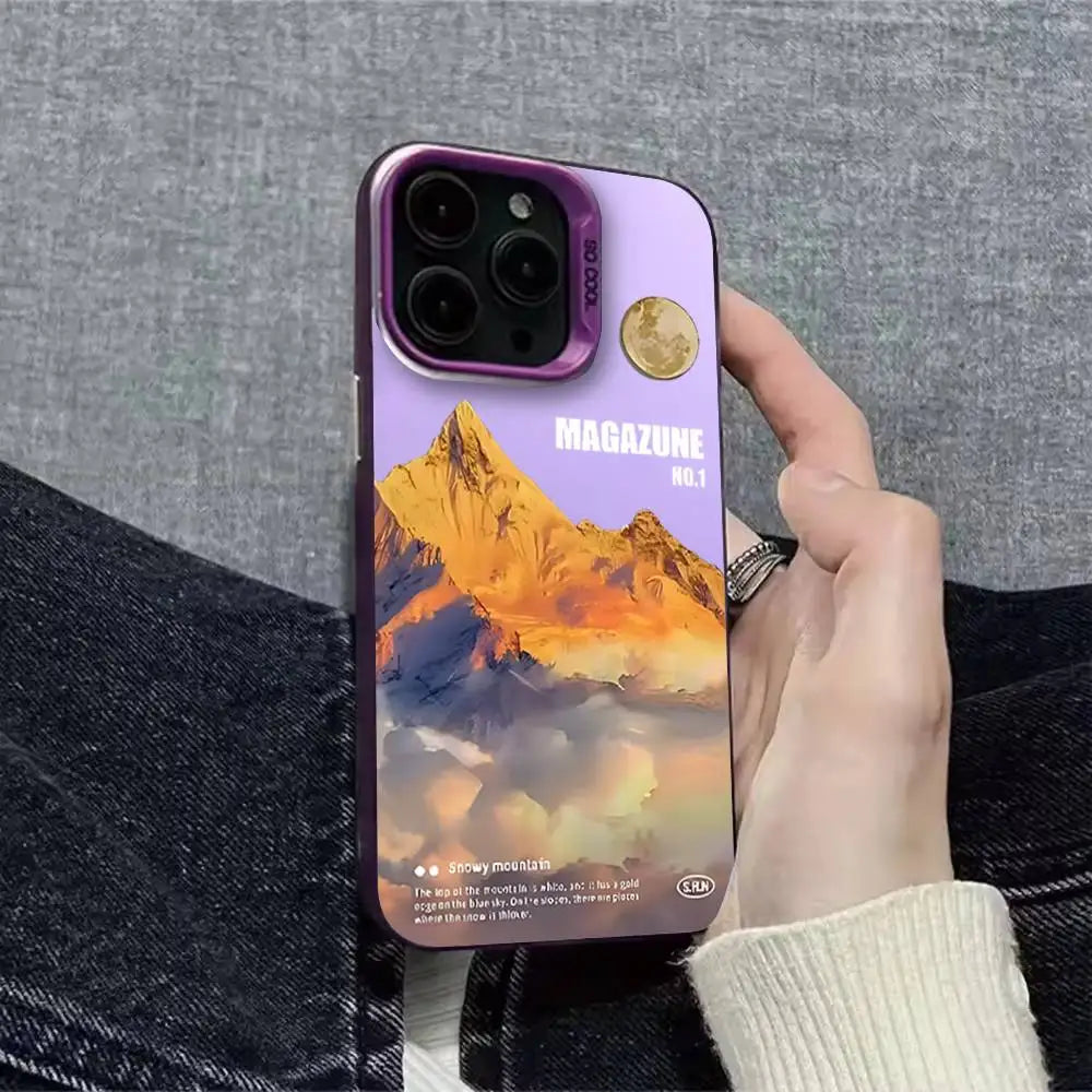 Snow Mountain Road Landscape Phone Case For iPhone 16,15,14,13,12,11,Pro,XS,Max,Plus,Mini,SE Colorful Matte Shockproof Cover