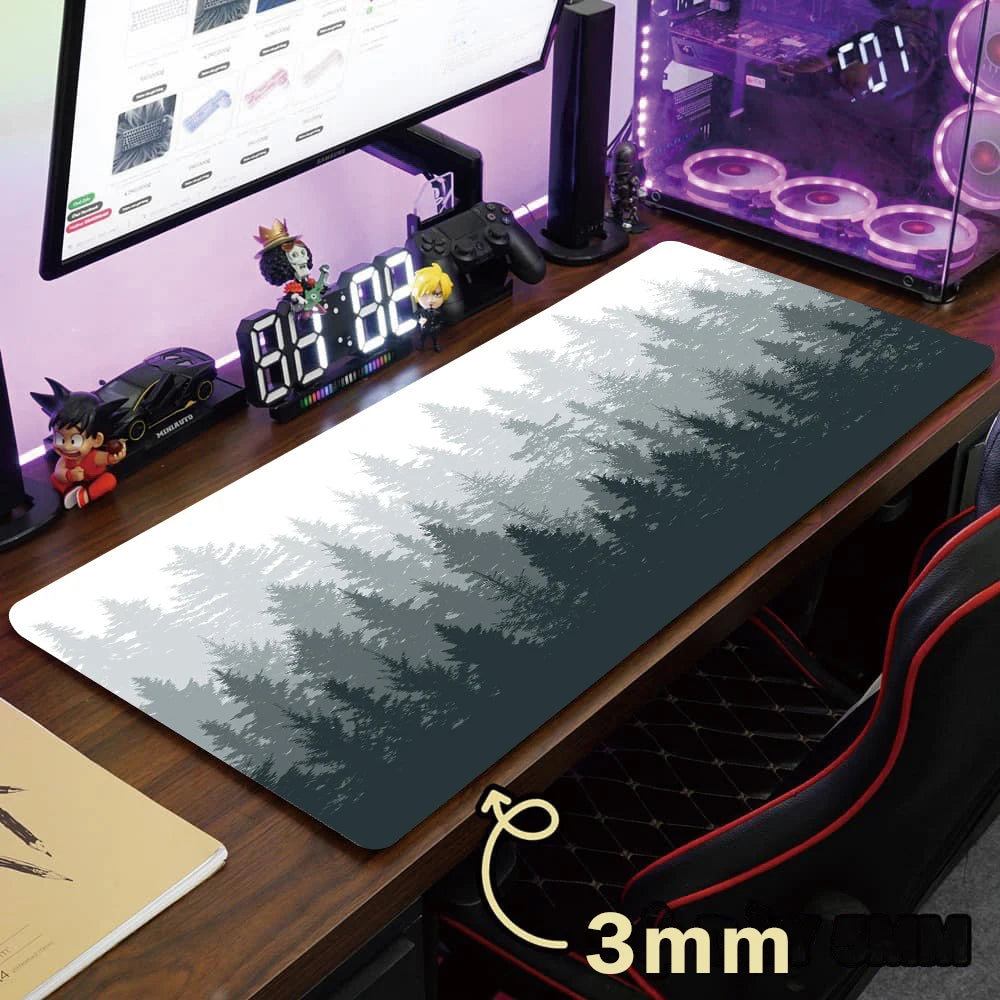 Forest Trees Xxl Mouse Pad Gamer Black Mousepad Computer Tables Desk
