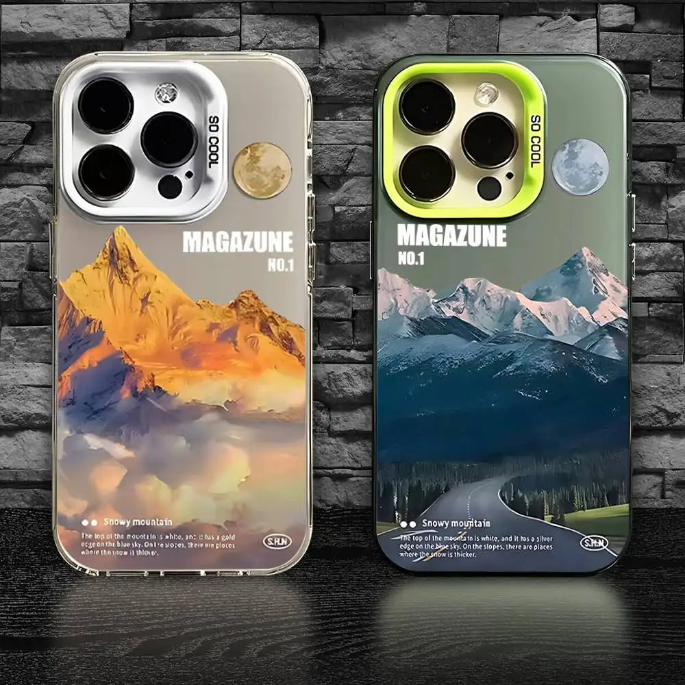 Snow Mountain Road Landscape Phone Case For iPhone 16,15,14,13,12,11,Pro,XS,Max,Plus,Mini,SE Colorful Matte Shockproof Cover
