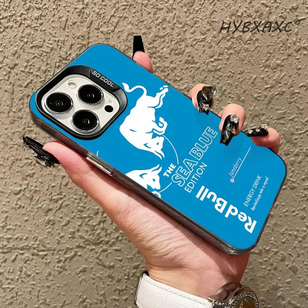 Phone Case Fashion IMD Colorful Silver Suitable case for iPhone16 15 14 13 12 11Pro Max Fashion B-BullS Logo R-RedES