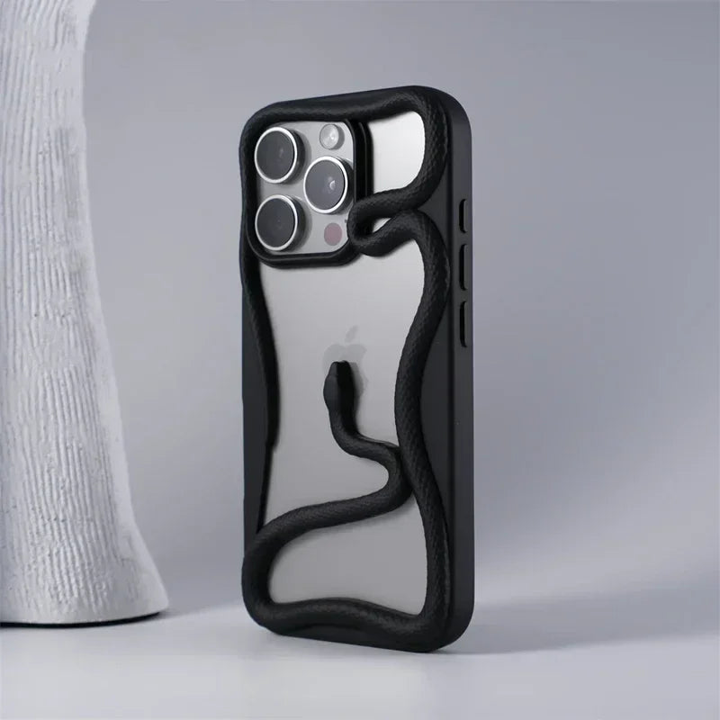 Sexy 3D Snake Hollow Heat Dissipate Case For iPhone 16 15 14 13 12 11 16 Pro Max Shockproof Electroplated TPU Armor Luxury Cover