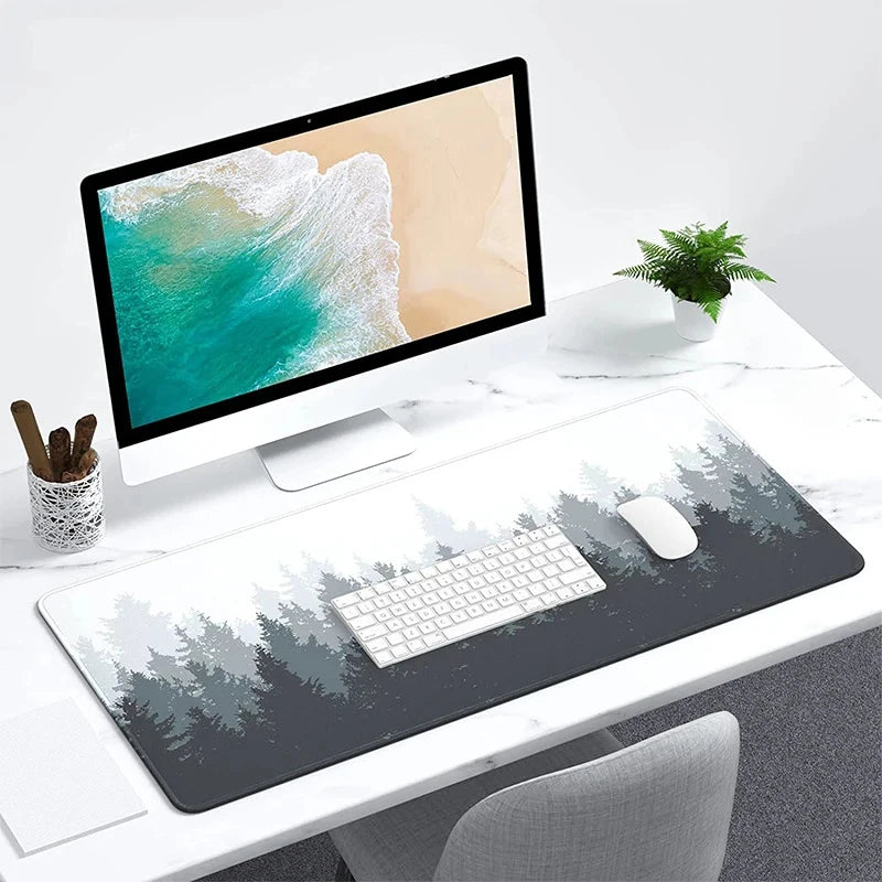 Forest Trees Xxl Mouse Pad Gamer Black Mousepad Computer Tables Desk