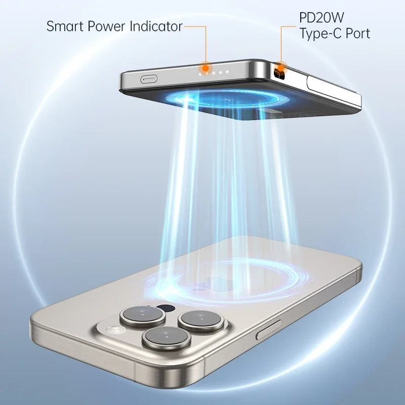 Magsafe Power Bank 5000mAh Magnetic Battery with Stand Card Bag External Battery Fast Charging For iPhone 16 15 PowerBank