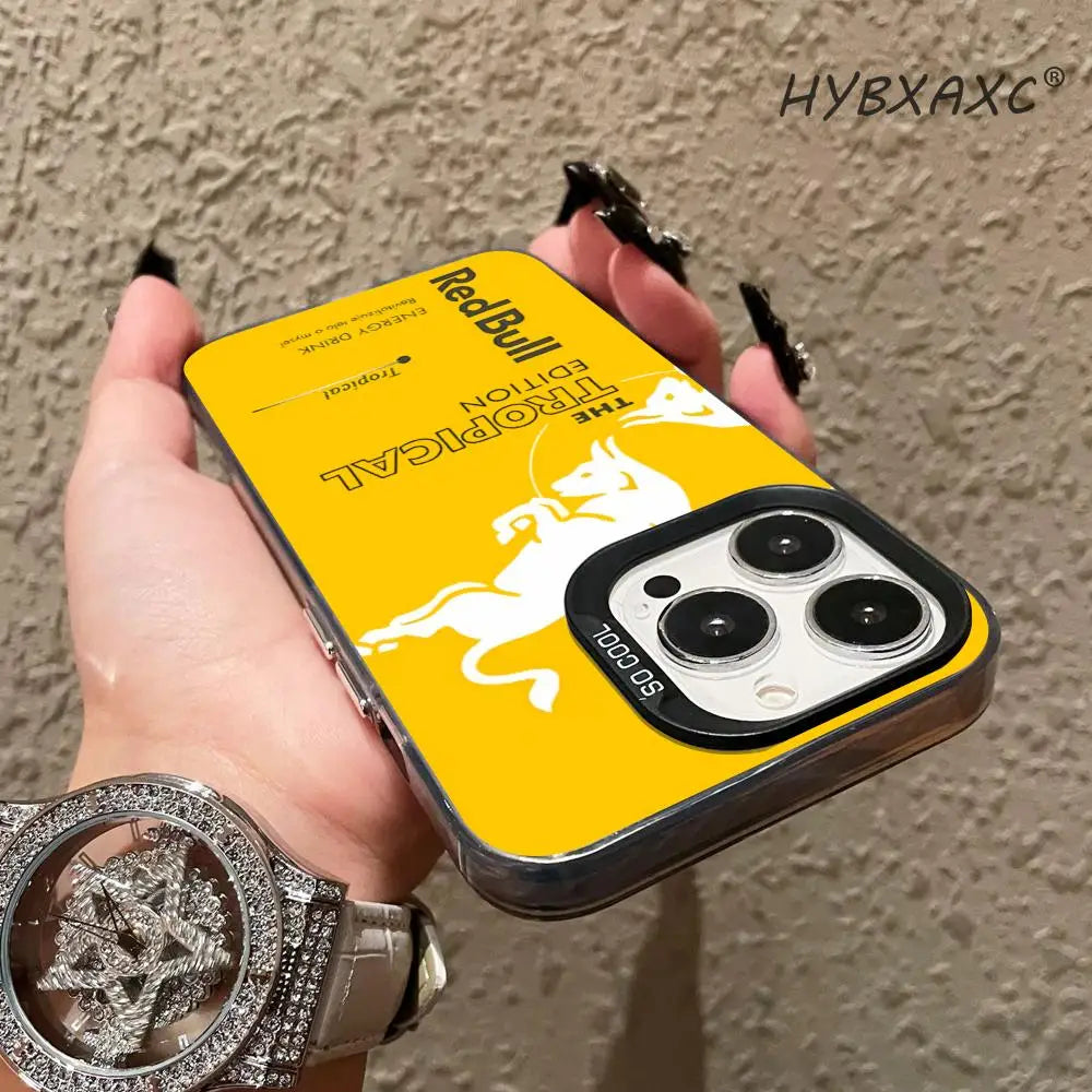 Phone Case Fashion IMD Colorful Silver Suitable case for iPhone16 15 14 13 12 11Pro Max Fashion B-BullS Logo R-RedES