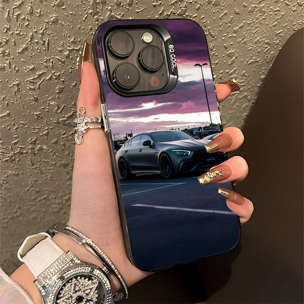 AMG GT Car Phone Case For iPhone 16,15,14,13,12,11,Pro,Max,Plus,Mini,XS,SE M-Mer-cedeses Anti Fall Black Matte Hard Bumper