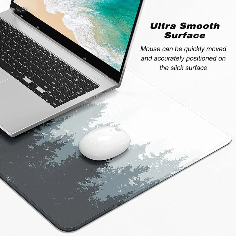 Forest Trees Xxl Mouse Pad Gamer Black Mousepad Computer Tables Desk