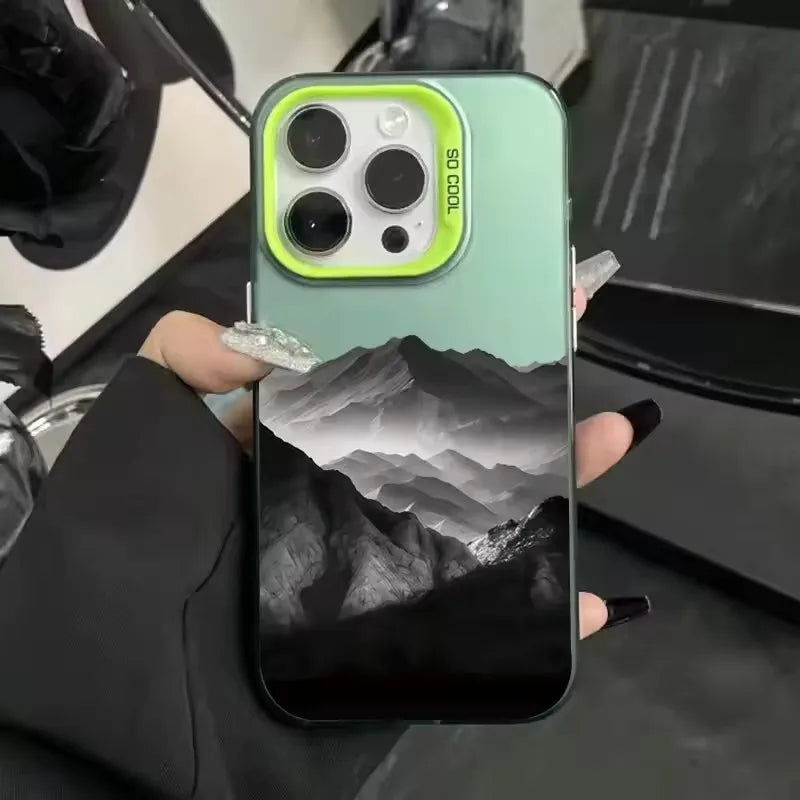 Phone Case For iPhone 16E Cases For iPhone 16 14 13 11 12 Pro Max 7 8 16 Plus XR XS X SE2 New Colorful Mountain View Print Cover
