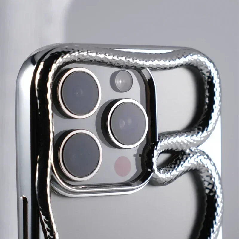Sexy 3D Snake Hollow Heat Dissipate Case For iPhone 16 15 14 13 12 11 16 Pro Max Shockproof Electroplated TPU Armor Luxury Cover