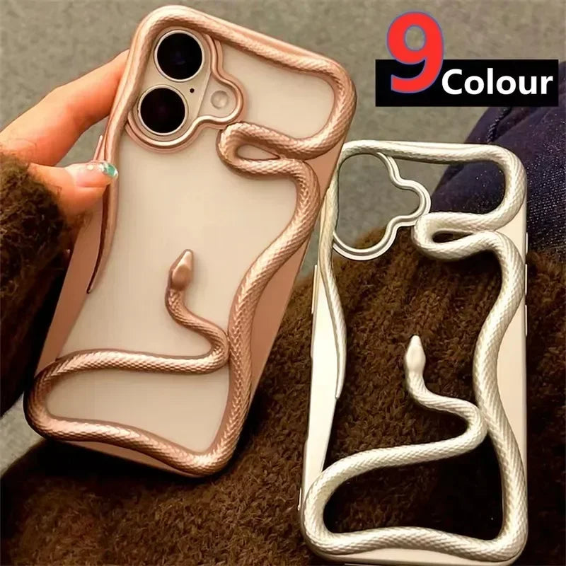 Sexy 3D Snake Hollow Heat Dissipate Case For iPhone 16 15 14 13 12 11 16 Pro Max Shockproof Electroplated TPU Armor Luxury Cover