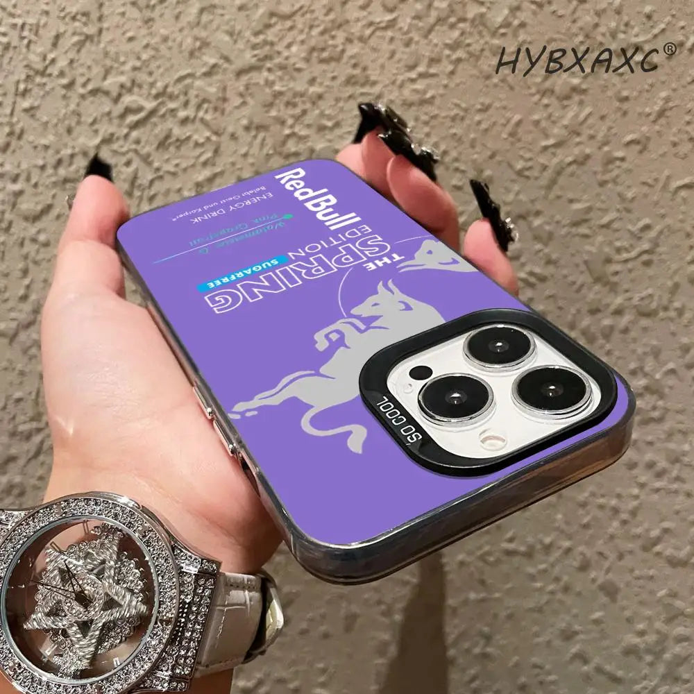 Phone Case Fashion IMD Colorful Silver Suitable case for iPhone16 15 14 13 12 11Pro Max Fashion B-BullS Logo R-RedES