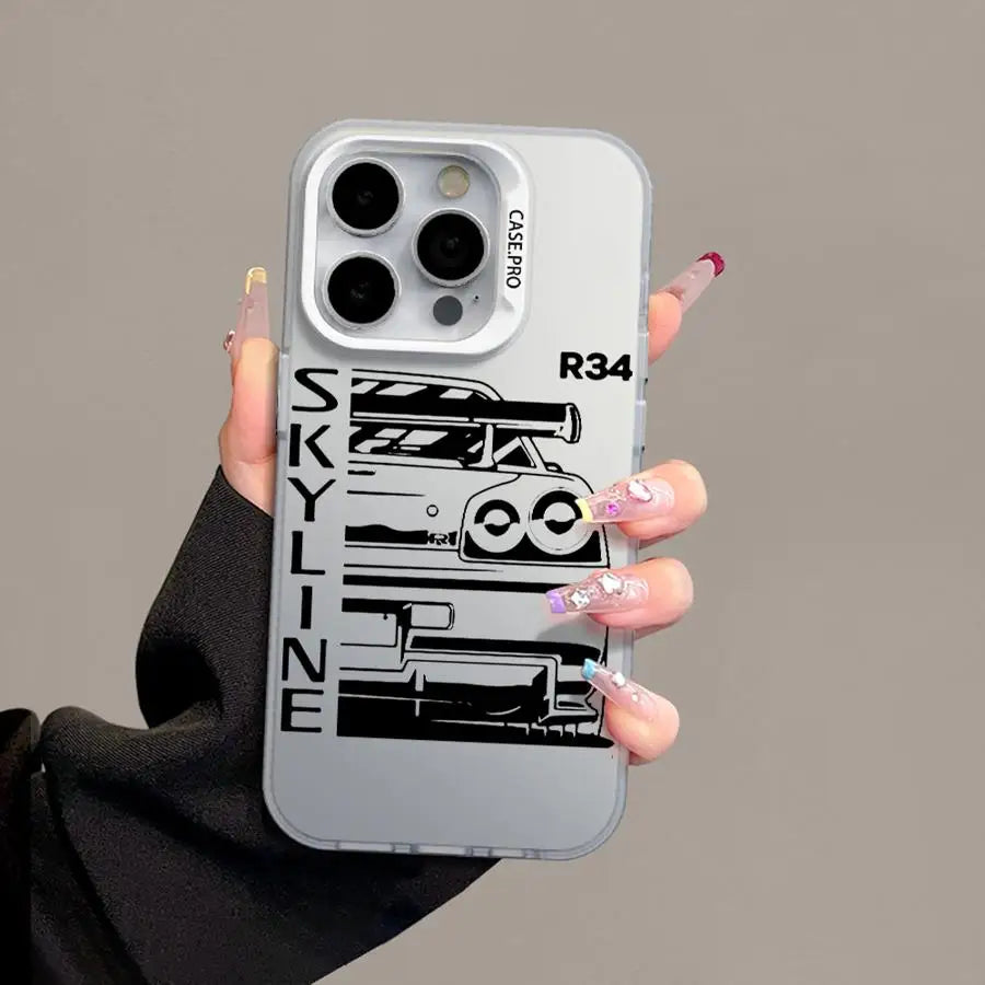 JDM Dream Car Cool Cover Phone Case for iPhone 16 Pro 15 Pro Max 14 13 12 11 XS 14 Pro Max 16 Plus 14Pro 12Pro Soft Shell