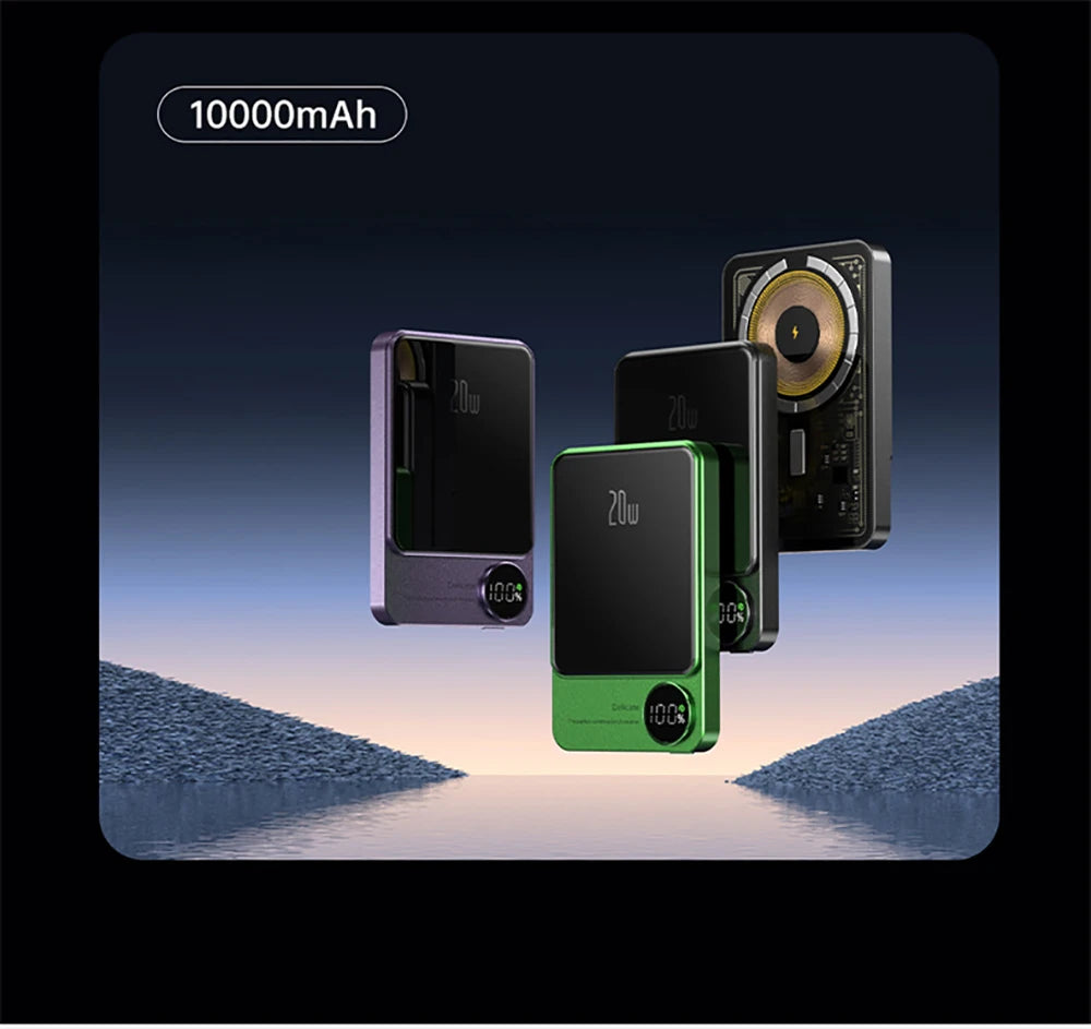 10000mAh PD20W Transparent Alloy Magnetic Powerbank For Magsafe Power Bank Wireless Fast Charger For iPhone 17 16 15 14 13 12 11