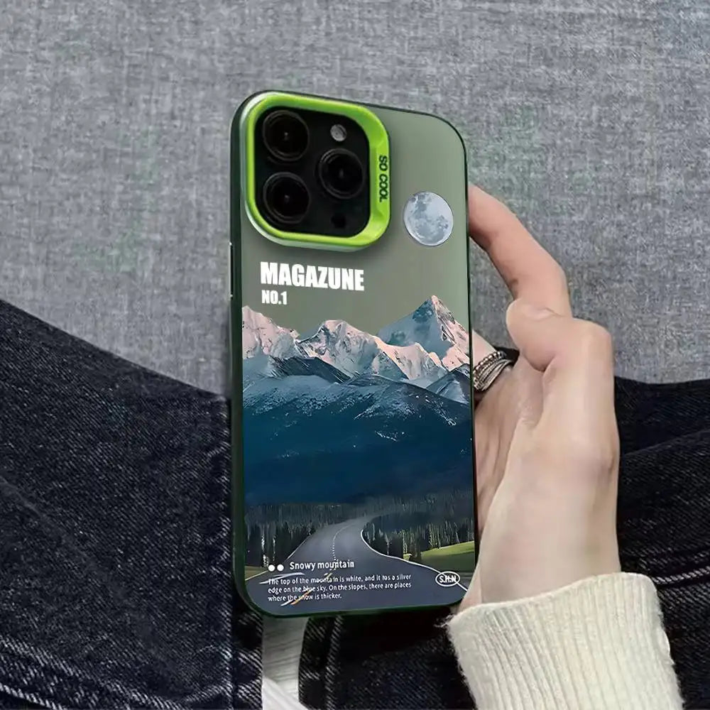 Snow Mountain Road Landscape Phone Case For iPhone 16,15,14,13,12,11,Pro,XS,Max,Plus,Mini,SE Colorful Matte Shockproof Cover