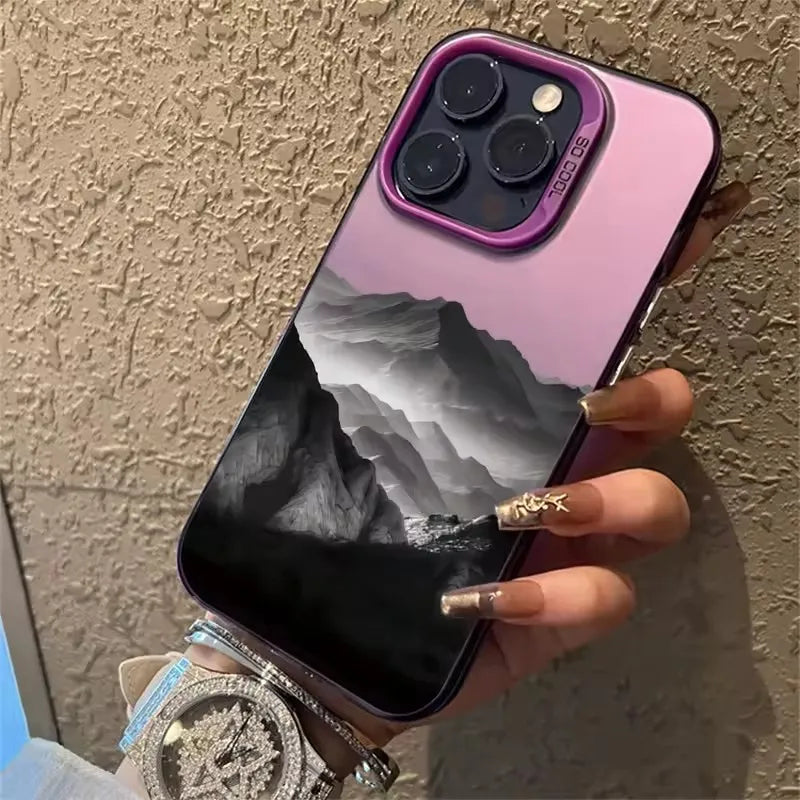 Phone Case For iPhone 16E Cases For iPhone 16 14 13 11 12 Pro Max 7 8 16 Plus XR XS X SE2 New Colorful Mountain View Print Cover