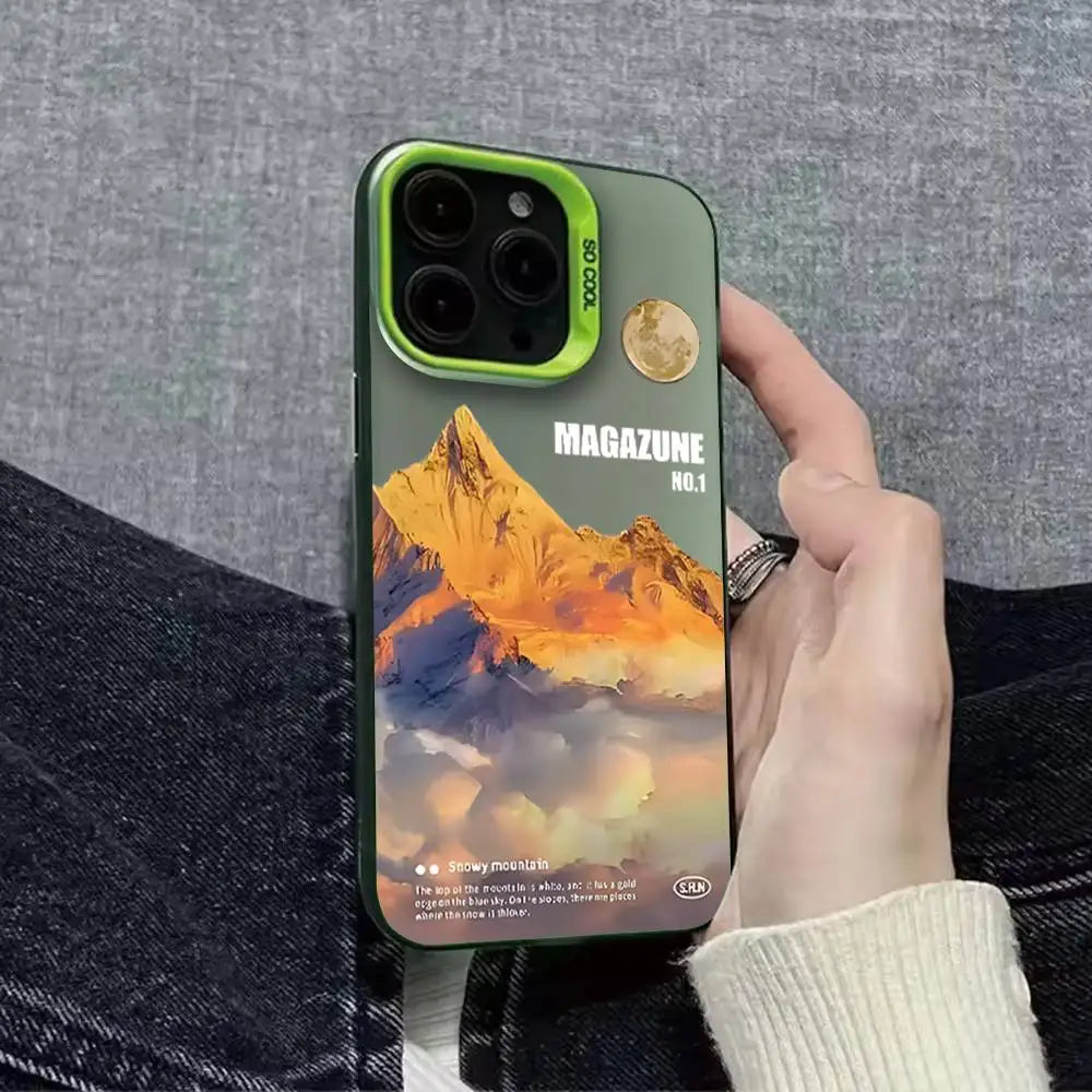 Snow Mountain Road Landscape Phone Case For iPhone 16,15,14,13,12,11,Pro,XS,Max,Plus,Mini,SE Colorful Matte Shockproof Cover