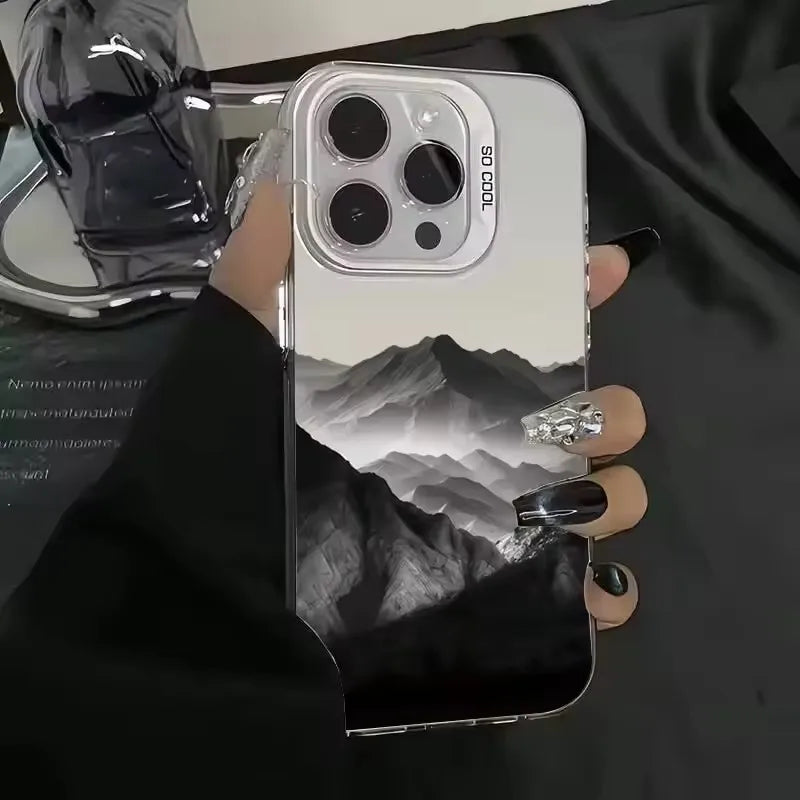 Phone Case For iPhone 16E Cases For iPhone 16 14 13 11 12 Pro Max 7 8 16 Plus XR XS X SE2 New Colorful Mountain View Print Cover
