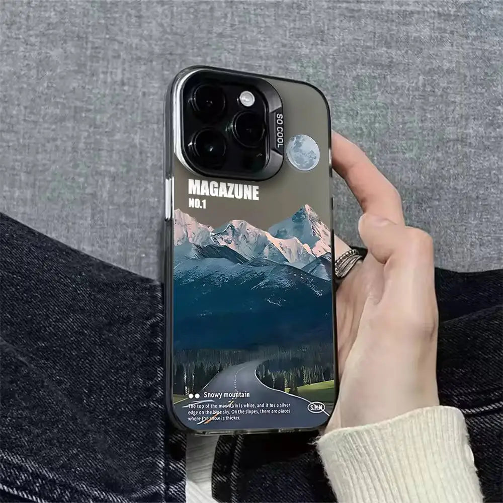 Snow Mountain Road Landscape Phone Case For iPhone 16,15,14,13,12,11,Pro,XS,Max,Plus,Mini,SE Colorful Matte Shockproof Cover