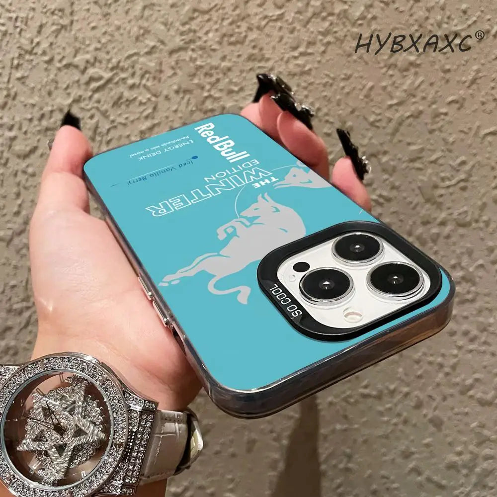Phone Case Fashion IMD Colorful Silver Suitable case for iPhone16 15 14 13 12 11Pro Max Fashion B-BullS Logo R-RedES