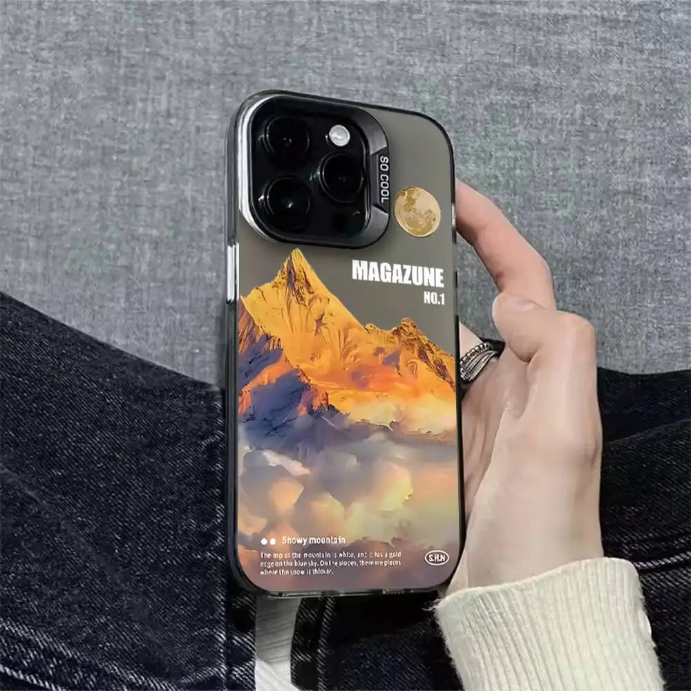 Snow Mountain Road Landscape Phone Case For iPhone 16,15,14,13,12,11,Pro,XS,Max,Plus,Mini,SE Colorful Matte Shockproof Cover